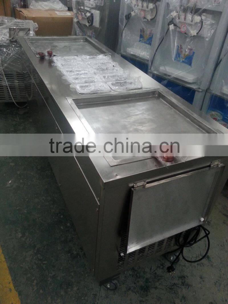 Frozen yogurt ice cream rolls making machine with flat square pans machine