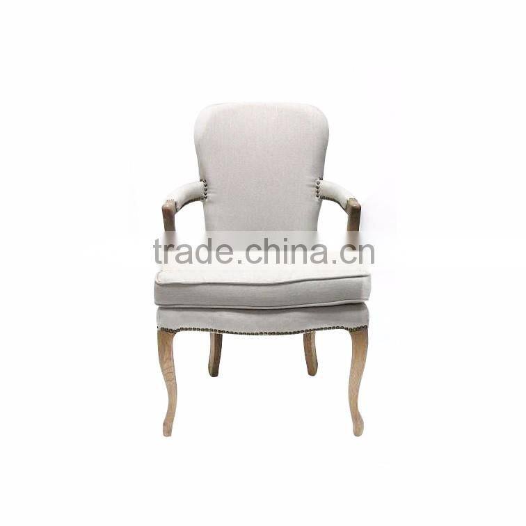 Country garden classic carved fabric oak wooden chair