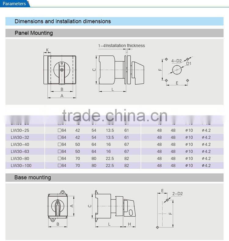 LW30 Series CE Approved 3 Position Electrical Permutator Switch 32A (LW30-32)