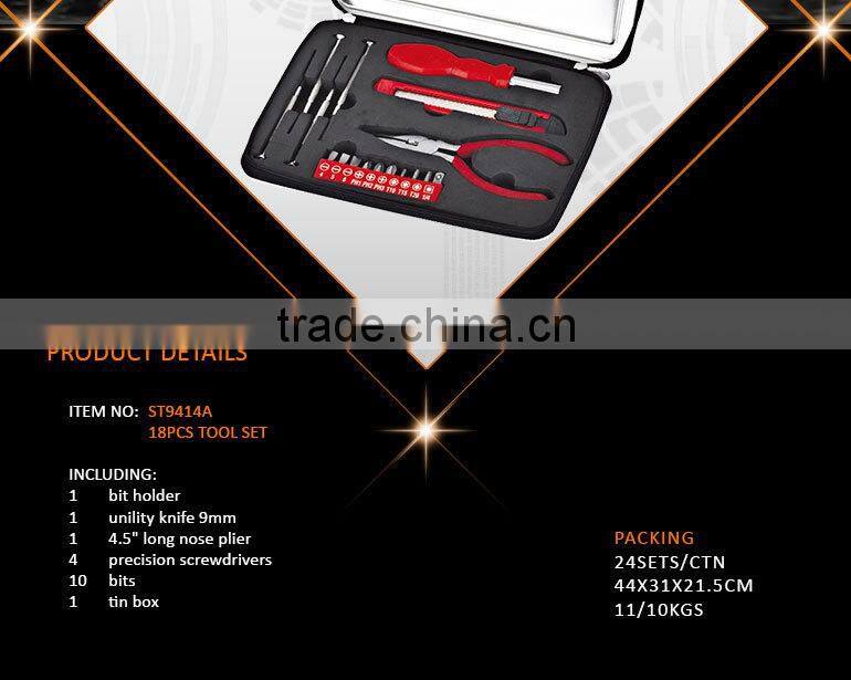 18Pcs Portable Gift Tool Kit, Mini Metal Tin Box Tool set