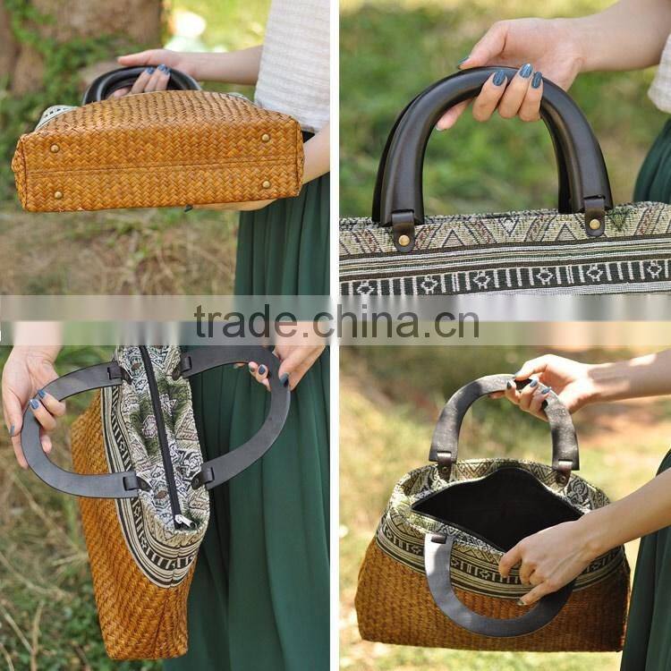 Fashion straw summer beach bag tote bag/handbag with embroidery for ladies and gils