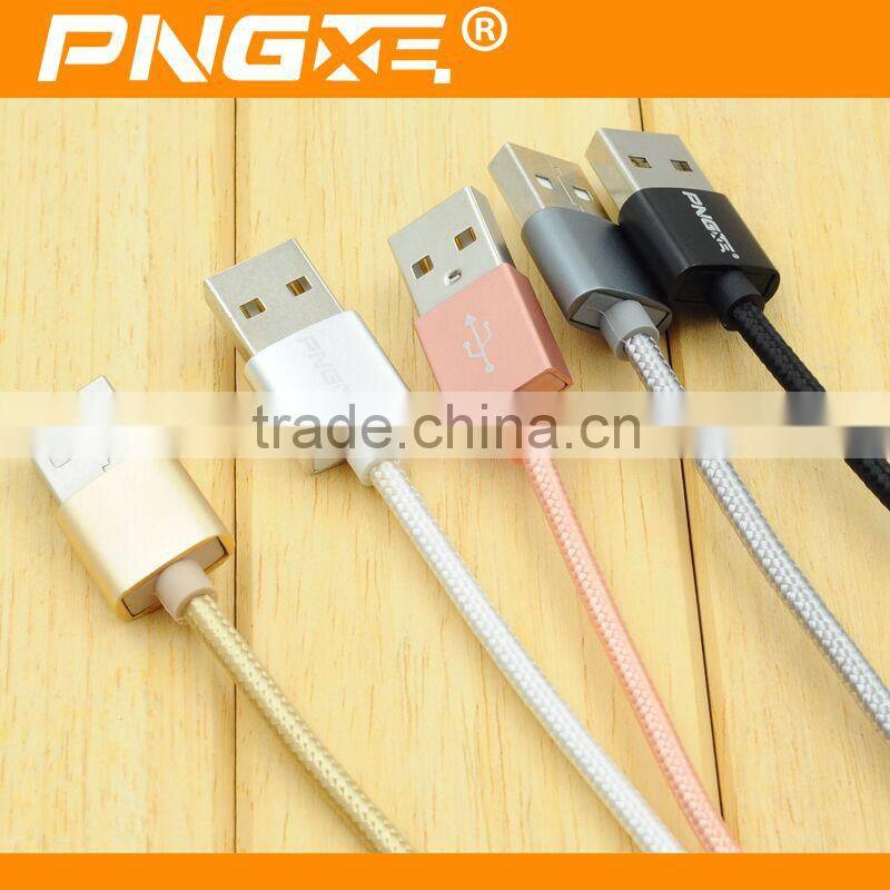 China alibaba cable manufacturer pngxe 2015 fast charging braided charger data cable with usb 3.0 aluminium micro usb cable