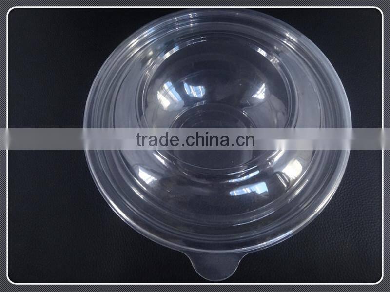 Disposable Transparent 800ml Plastic Salad Bowl with Lid