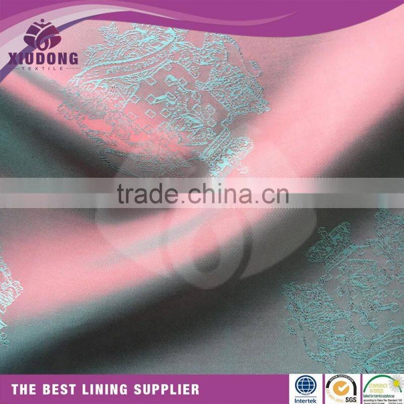 2017 smooth hand feeling polyester viscose lining fabric jacquard lining fabric manufacturer