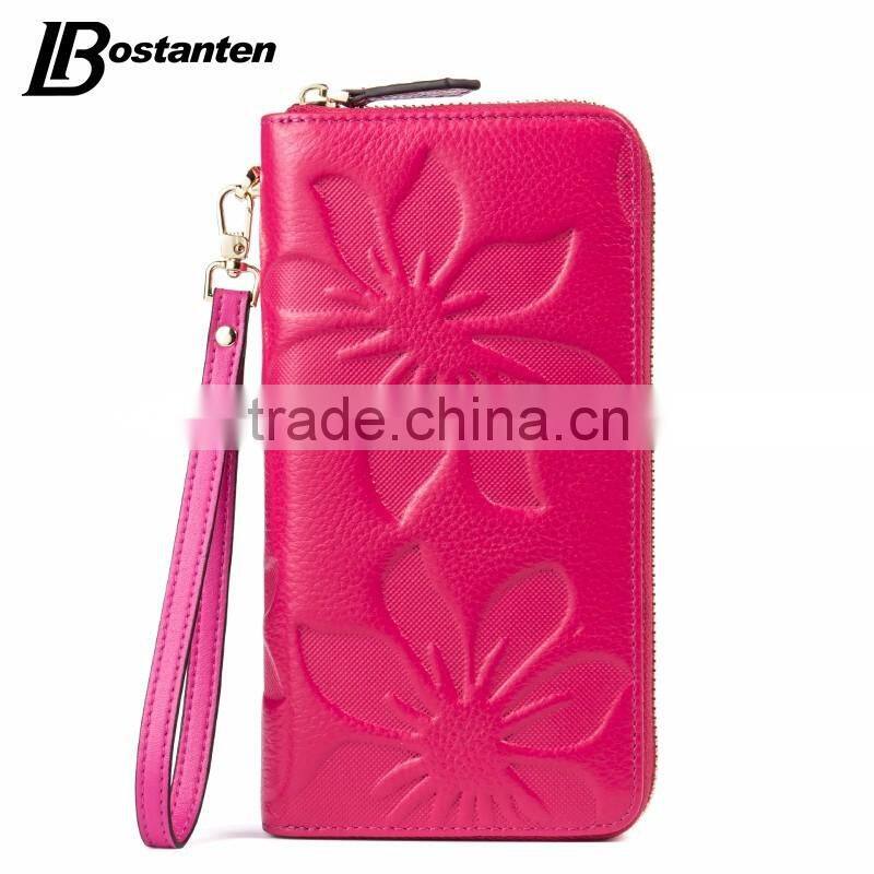 hand bag wallet women zipper genuine leather wallet with cell phone and coin pocket