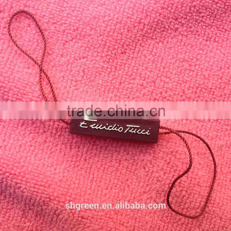 Handmade hot gold foil brand logo string plasic seal tag