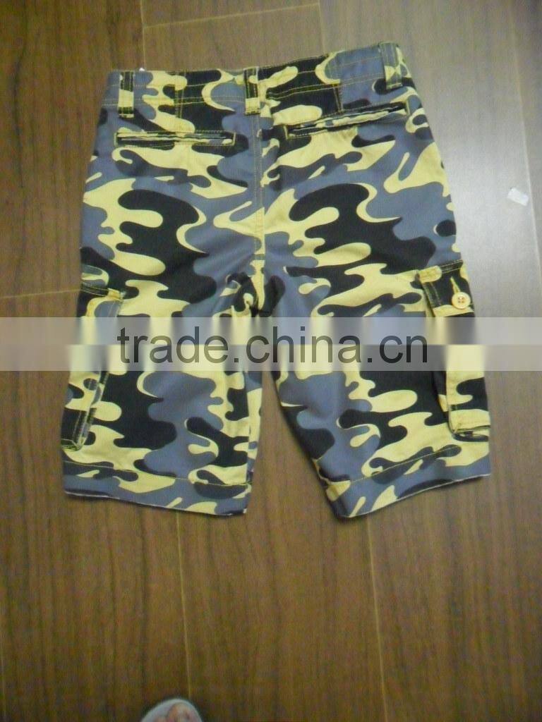 Custom 100% cotton canavas marine camouflage print knee long boy short pant