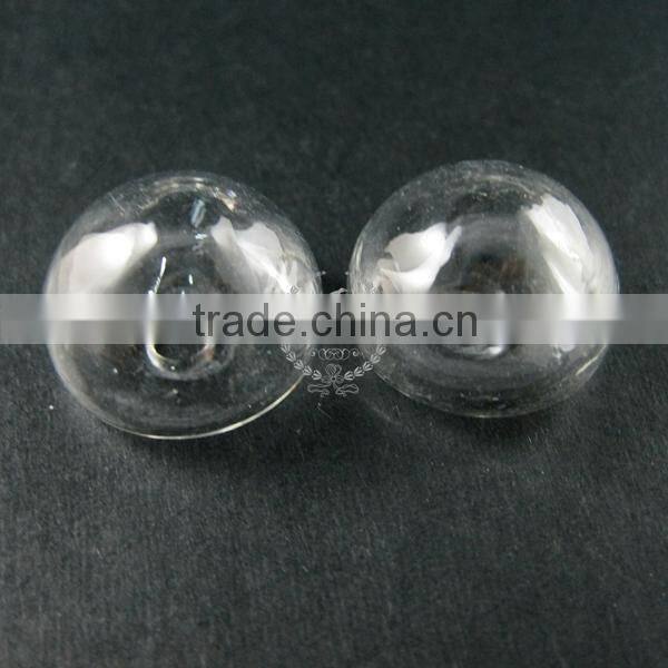 20mm transparent half ball mushroom shape glass dome cabochon with 3mm hole DIY jewelry supplies 3070072