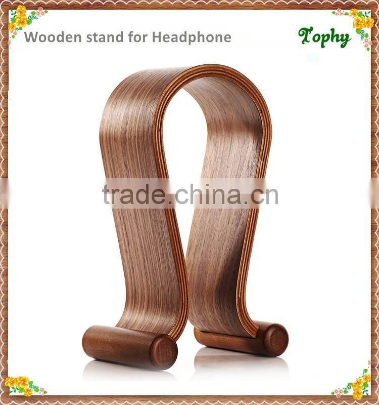 Wooden Headphone Display Stand For Headset Holder, High Quality Headset Display Holder Stand Wooden Headphone Stand