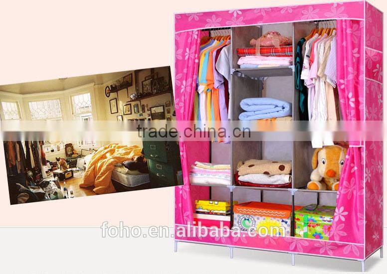 Folding wardrobe for bedroom designs diy cloth canvas wardrobe (FH-CS0505 )