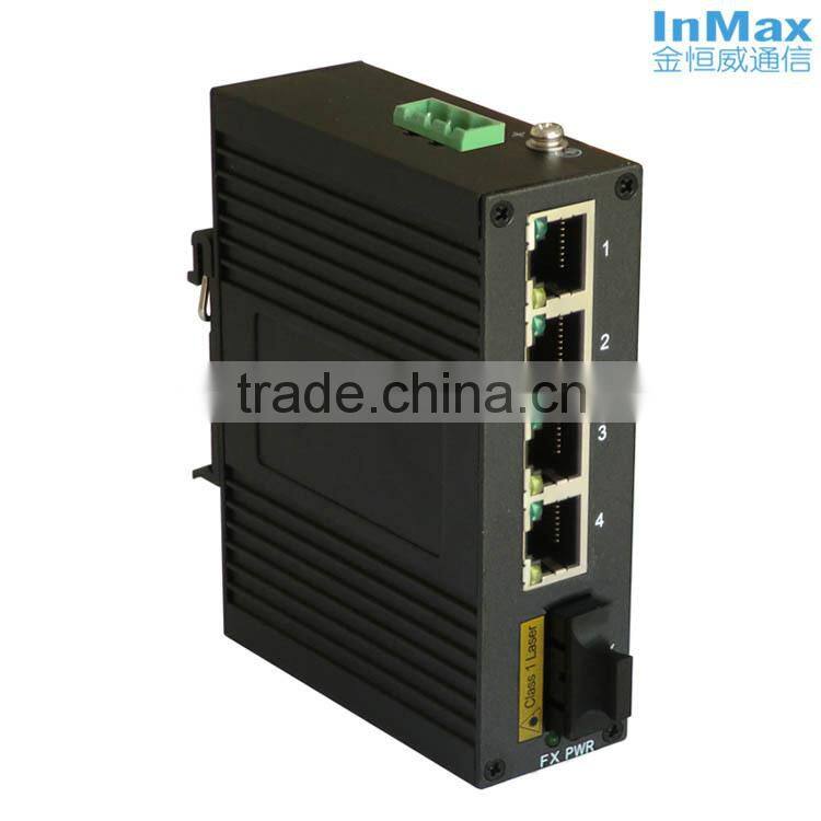 5 Port 1F+4T Industrial Fiber optical switch, fiber optic media converter i305A