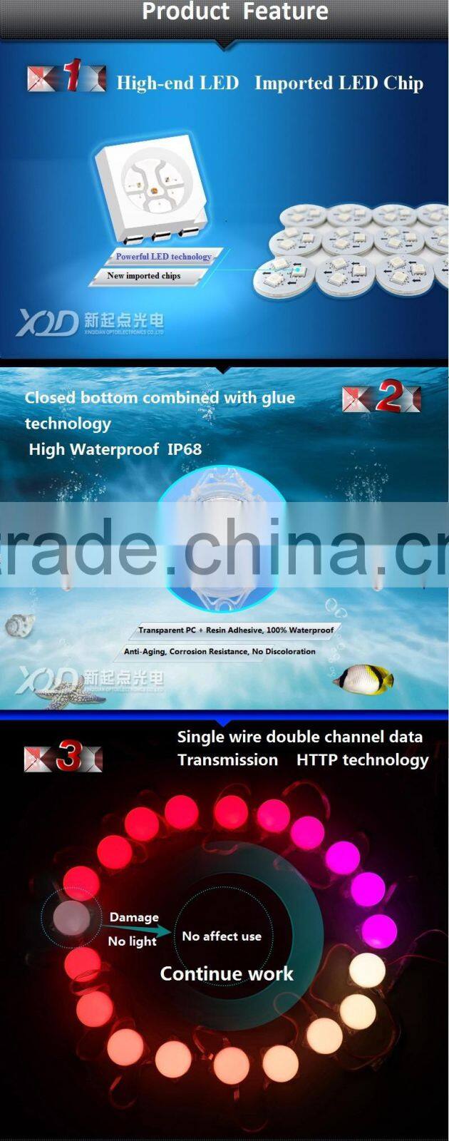 30mm led Pixel light DC12v digital rgb led pixels