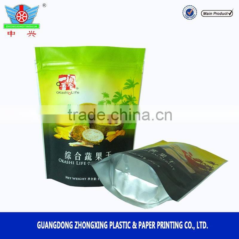 Customized food packing pouch stand up packaging foil sachet