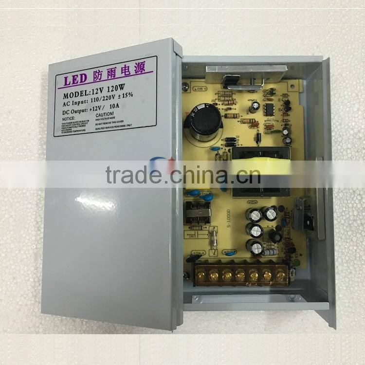 CE RoHS constant voltage single output switching mode 120w rainproof ac dc power supply 10A 12v led smps case