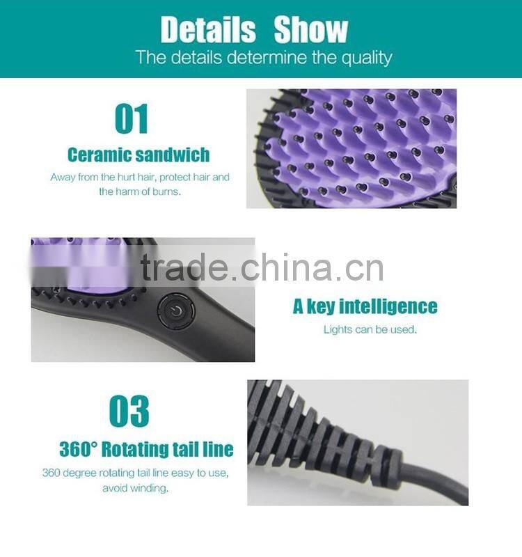 Purple Straight Comb Auto Electric Hair Straightener Brush