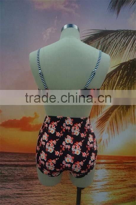2016 Heart Printing High Waist Bikini