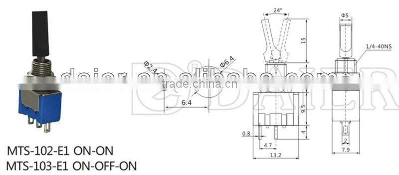 ON-ON or ON-OFF-ON machine toggle switch