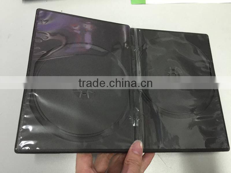 7mm Rectangle black PP DVD case with doule packed