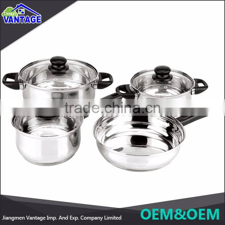 High quality non-stick cooking pot 12 pcs stainless steel cookware set