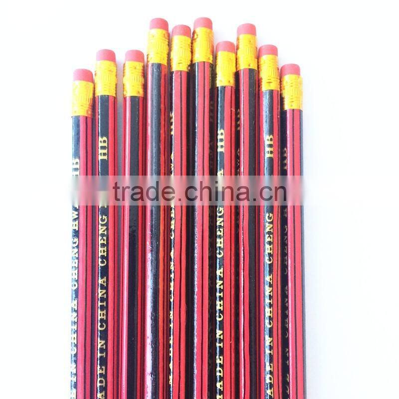 HB wooden pencils, 7 inch black lead pencil with eraser