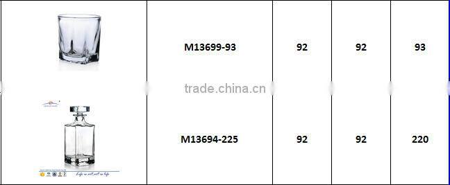 Whloesale high quality lead bohemia machine-made clear glass drinking set bottles and cups for liquor