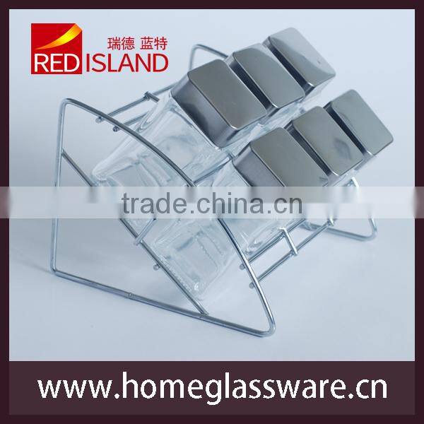 Stainless Steel Glass Spice Shaker Jar Adjustable Top Herbs Salt Pepper