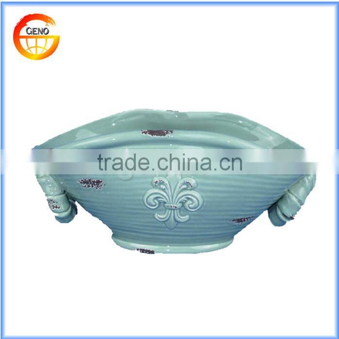 High quality ceramic blue glaze fruit bowl