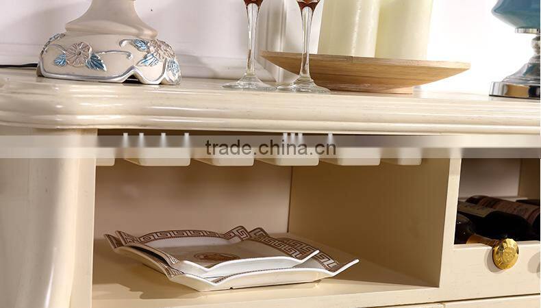 New design neoclassic solid wood chrysanthemum carving two doors sideboard