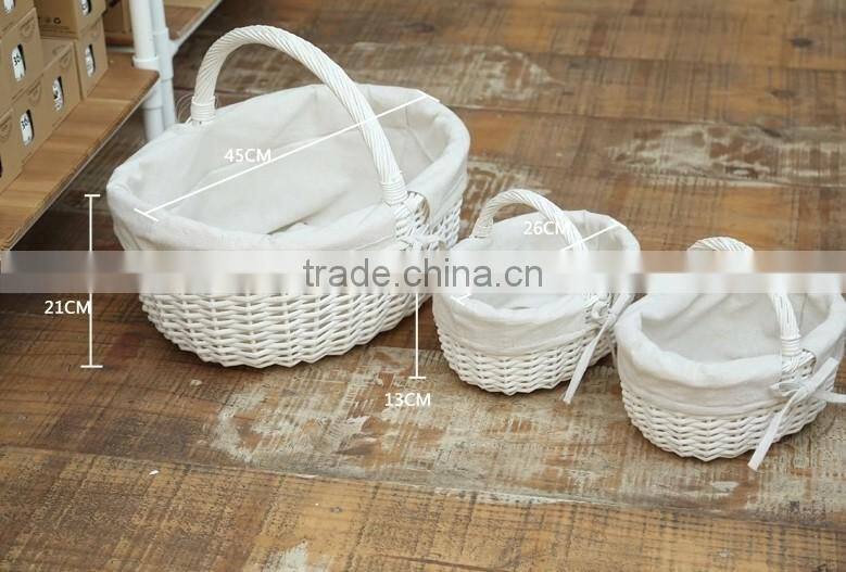 wholesale white wicker basket with handle wicker shopping basket