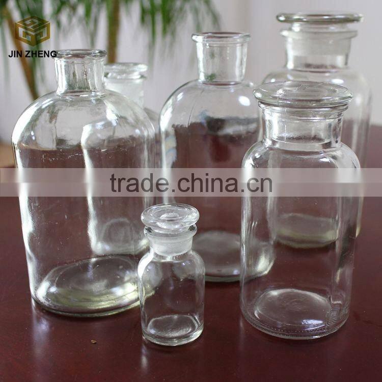 2015 hot selling clear 30ml 60ml 125ml 150ml 250ml 500ml 1000ml glass reagent bottle