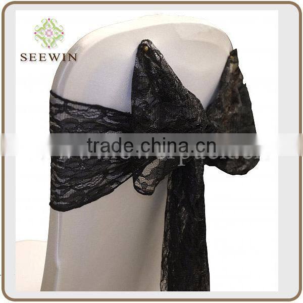 wedding decoration pure white chiffon chaivari curly willow ruffle chair sash