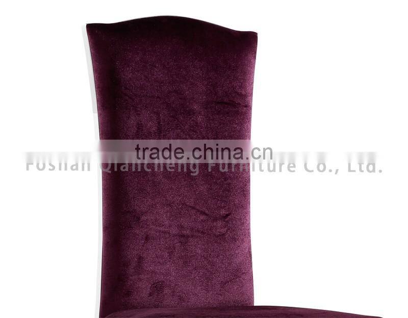 velvet high back stainless steel dining banquet chair