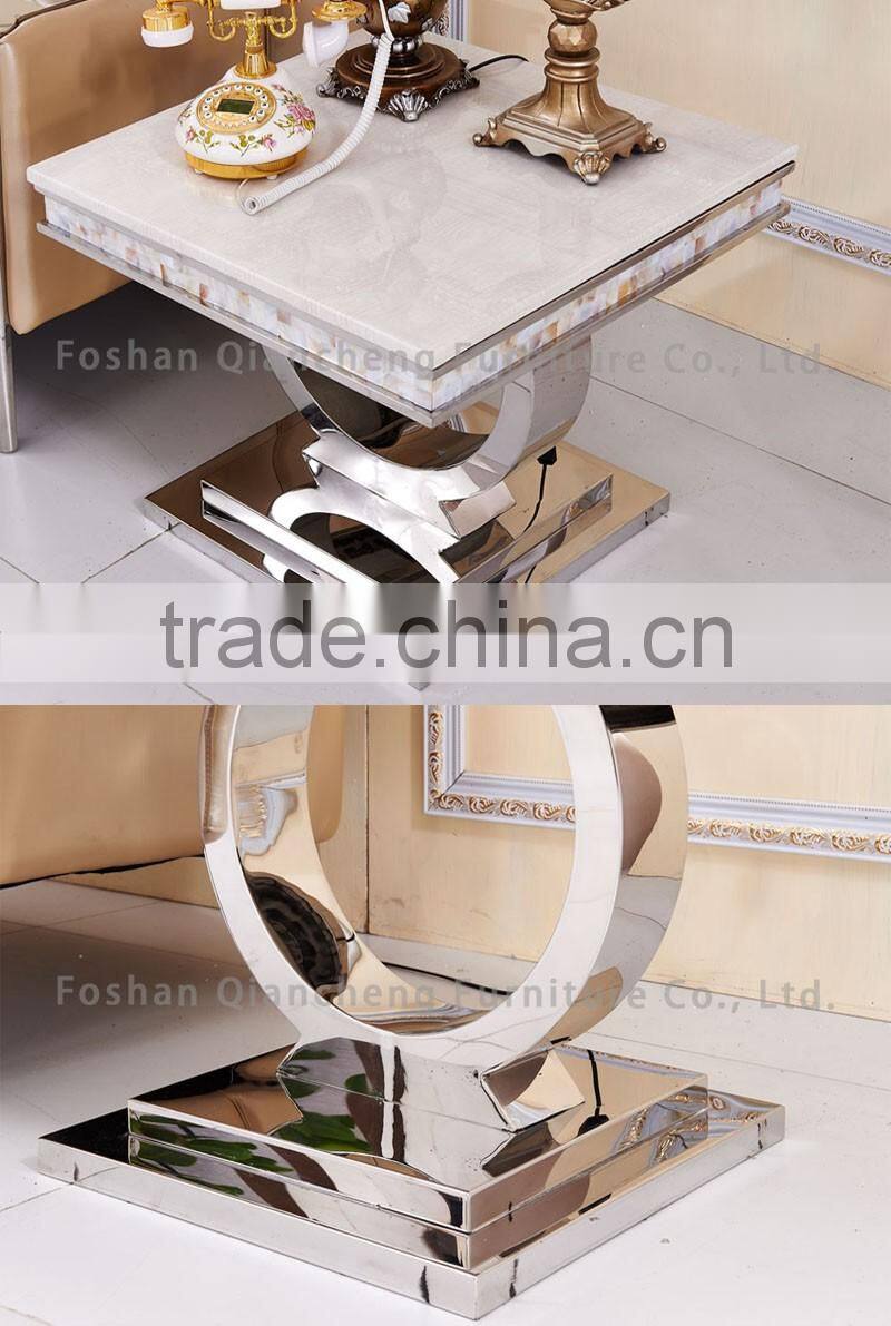 luxury 20mm marble stainless steel side table for lobby