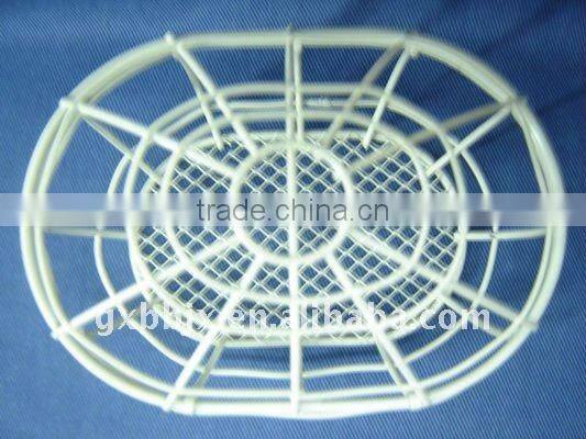 Oval white wire storage hamper with lid set of two