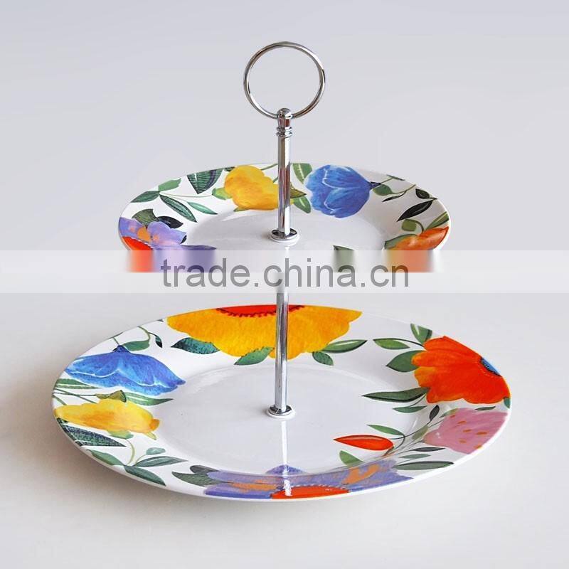 2 tier tidbit plate, porcelain plate with Christmas design