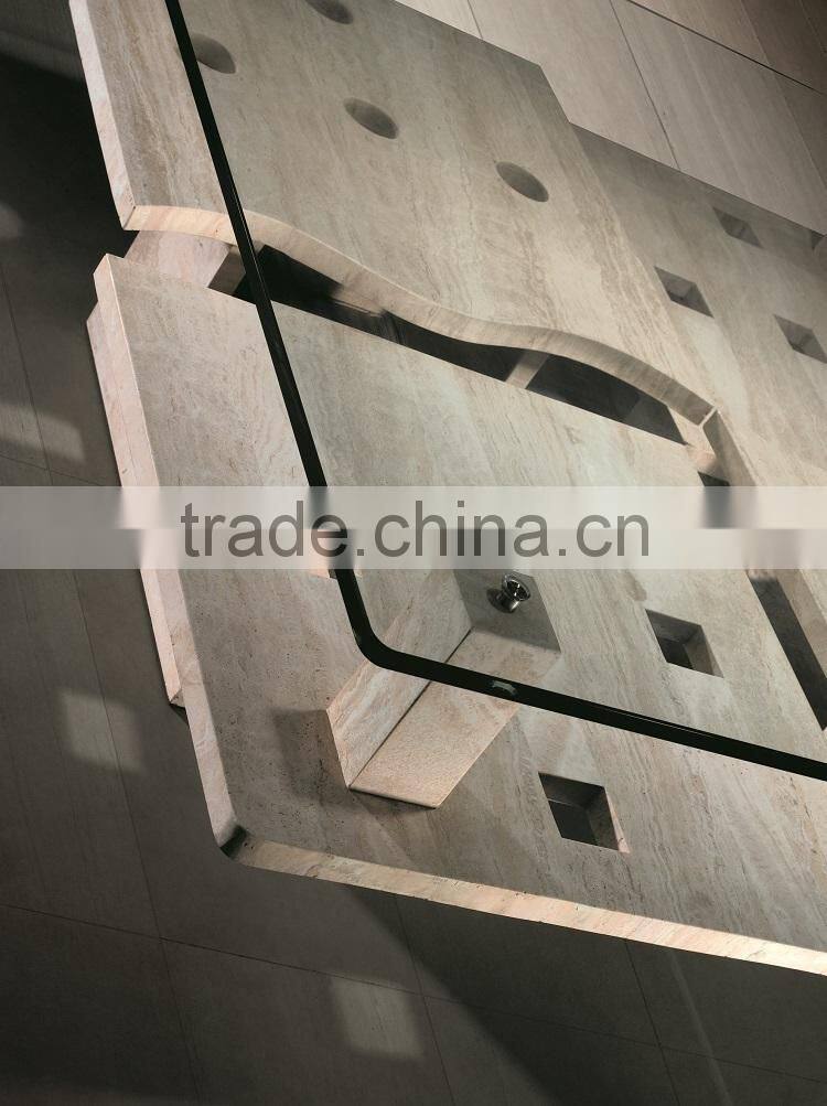 Modern Luxury Travertine base Glass Top Coffee Table