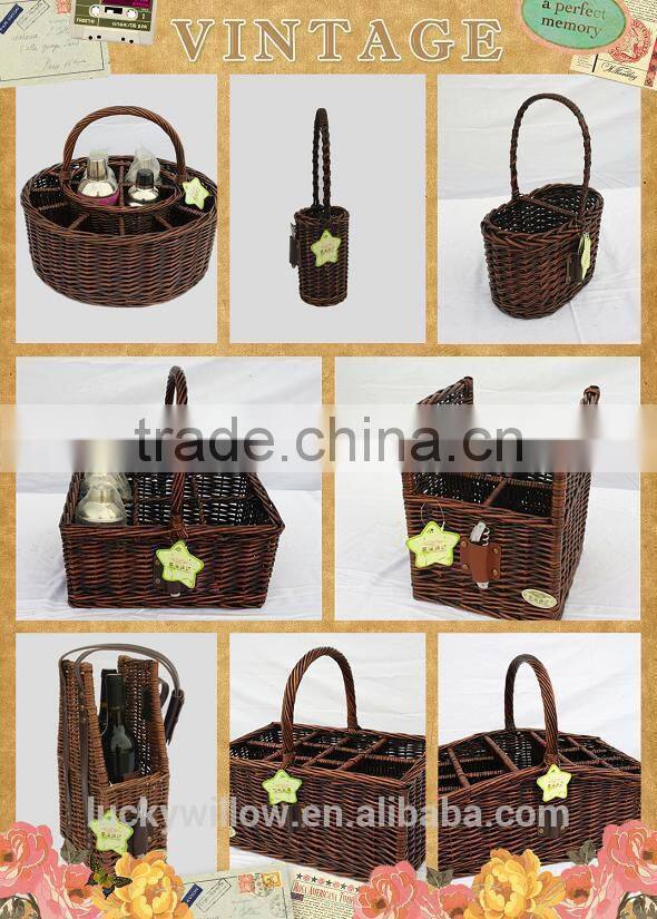 Four Section Painted Wicker Bottle Holder