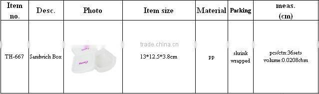 Freshness Preservation Food Container Feature and Food Use Plastic Sandwich Packing Box