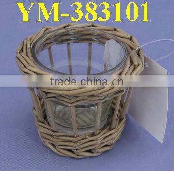 woven oval willow candle holder