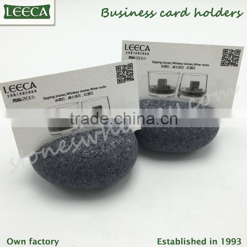 Natural stone red desktop business card holder