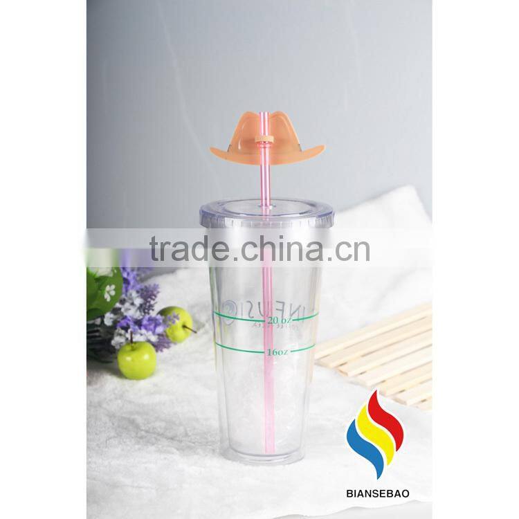 with straw lid figurines 16oz double wall clear diy plastic tumbler