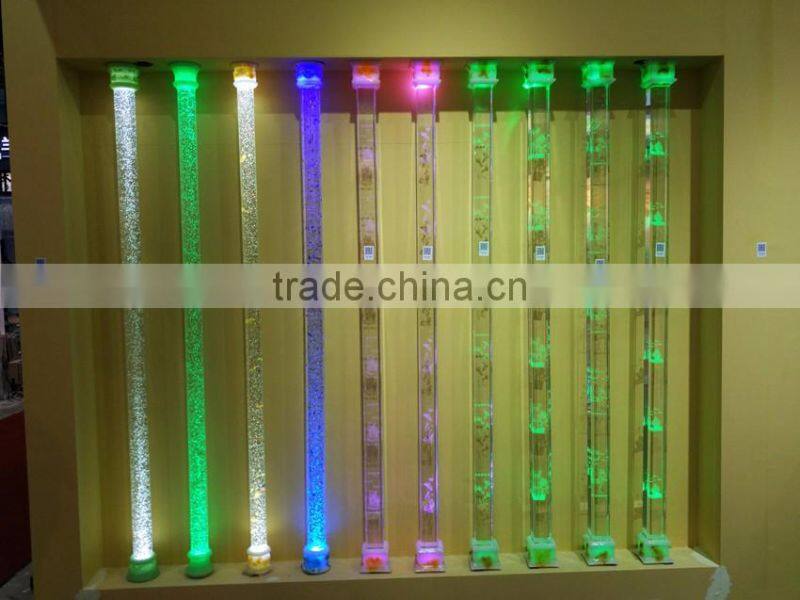 glass bubble pillar with led light for interior decoration