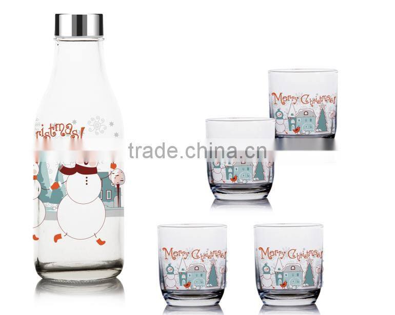 1000ml halloween color printing drinking glass bottle set juice pitcher set milk bottle 5 pcs set