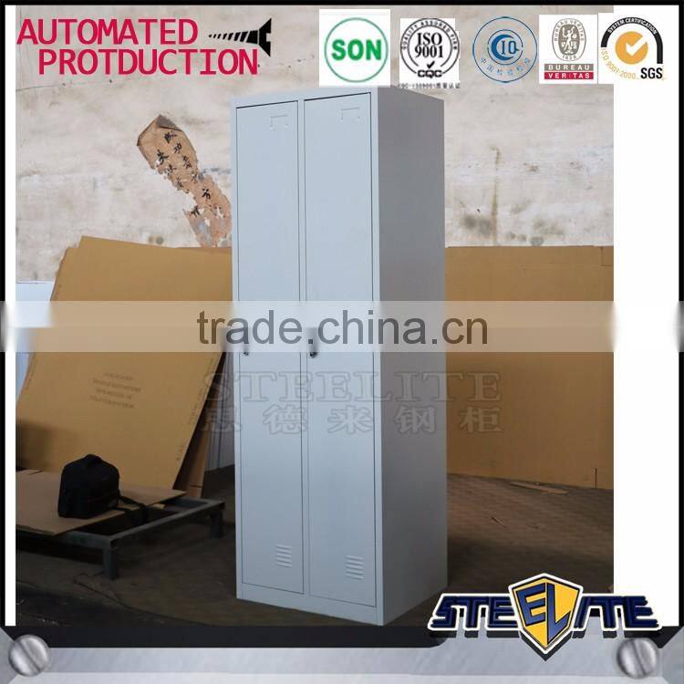 2 door steel lockable wardrobe steel locker cabinet