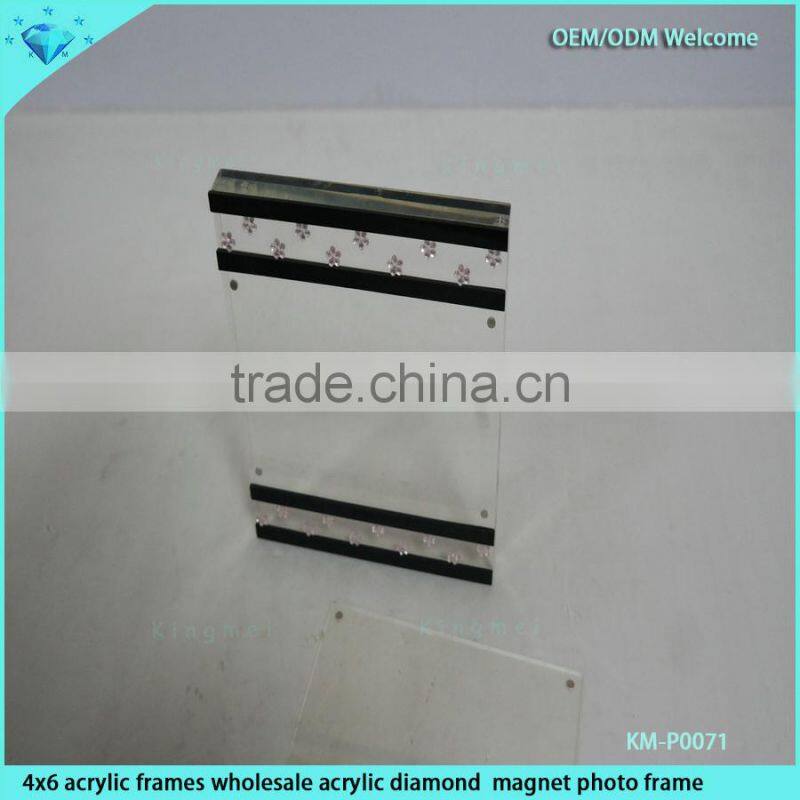 4x6 clear acrylic photo frame with diamond,acrylic magnet photo frame