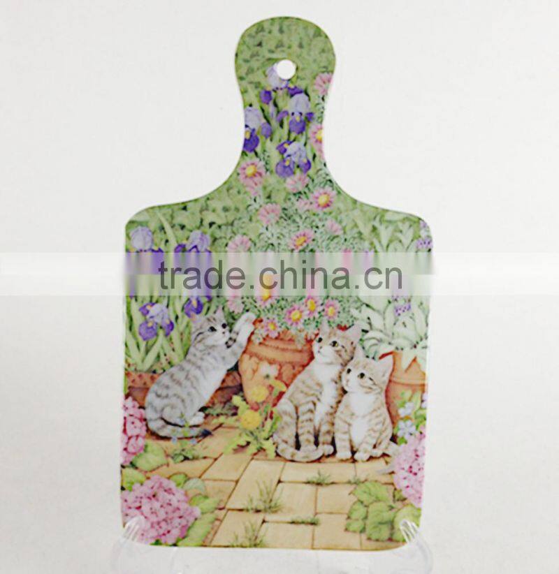 Meneed CMYK cat& butterfly printing vegetable large plastic cutting board plastic