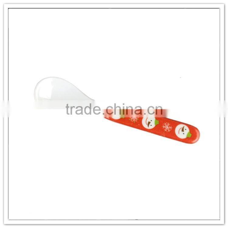Holiday products kitchen items lovely snowman printing hard plastic melamine baby feeding spoon