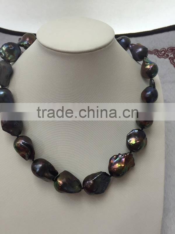 18-19 mm black baroque freshwater pearl necklace