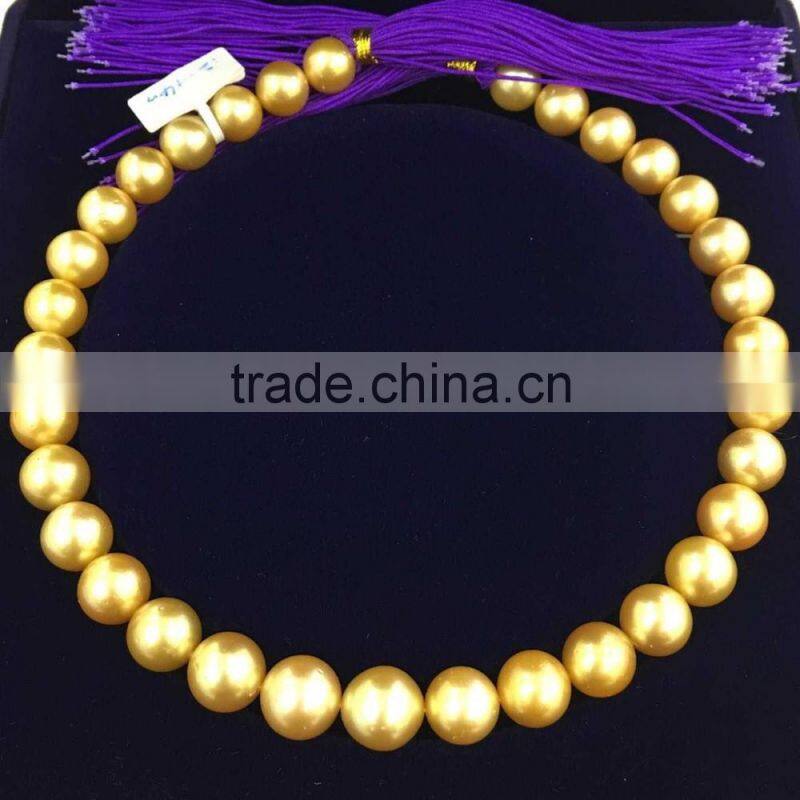Wholesale 12-14mm Natural Gold Round South Sea Pearl Strands