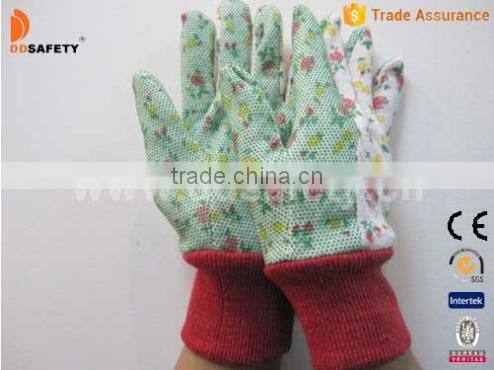 DDSAFETY Flower Cotton Back Mini Dots On Palm Garden Gloves